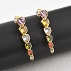 304 Stainless Steel Colorful Cubic Zirconia Tassel Stud Earrings EJEW-Z094-01G-G-3
