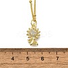 Brass Micro Pave Clear Cubic Zirconia Sunflower Pendant Necklaces for Women NJEW-A039-01A-G-5