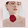 4Pcs 4 Colors Polyester 3D Flower Wrap Choker Necklaces for Women NJEW-SP0001-13-4