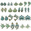 56Pcs 14 Styles Tibetan Style Ocean Theme Alloy Pendants FIND-SC0018-14-1