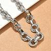304 Stainless Steel Textured Double Ring Link Chain Necklaces NJEW-S453-02P-B-2