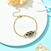 Natural Black Obsidian Bullet Link Bracelet BJEW-JB09563-01-4