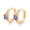 Brass Inlaid Cubic Zirconia Hoop Earrings ZIRC-P090-16G-E-1