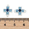 Brass Blue Cubic Zirconia Connector Charms KK-I719-01S-3