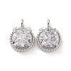 Brass Micro Pave Clear Cubic Zirconia Charms KK-E068-VF205-2