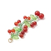 Glass Seed Beads Cherry Pendants PALLOY-MZ00820-4