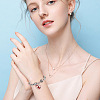 2Pcs 2 Styles Bee & Heart Rose Rhinestone Charm Bracelets Set with Enamel BJEW-AB00006-6
