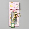 Japanese Maneki Neko Brass Bell Pendant Keychain KEYC-WH0036-13LG-04-4