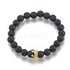 Synthetic Lava Rock Stretch Bracelets ZIRC-T006-24G-02-1