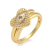 2Pcs 2 Styles Brass Micro Pave Cubic Zirconia Adjustable Rings for Women RJEW-P127-14G-2