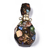 Assembled Synthetic Pyrite and Imperial Jasper Openable Perfume Bottle Pendants G-R481-14E-2