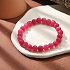 Natural Dyed & Heated  Chalcedony Imitation Rhodochrosite Beaded Stretch Bracelets for Women Men BJEW-F483-05-1-2