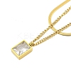 Ion Plating(IP) 304 Stainless Steel Pave Clear Cubic Zirconia Column Double Layer Rectangle Pendant Necklaces LS-NJEW-S426-03G-2