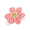 Glass Seed Beaded Flower Pendants PALLOY-MZ00712-01-4