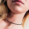 Glass Faceted Rondelle Beaded Choker Necklaces with Zinc Alloy End Chains BU2410-1-2