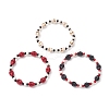 3Pcs 3 Colors Synthetic Turquoise & Glass Seed Beads Bracelets BJEW-JB12170-2