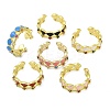 Brass Micro Pave Cubic Zirconia Enamel Cuff Rings for Women RJEW-L113-029G-4