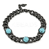 304 Stainless Steel & Synthetic Turquoise Polygon Link Bracelets for Women BJEW-G717-16B-03-1