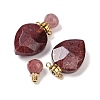 Natural Strawberry Quartz Faceted Teardrop Bottle Pendants G-A225-02G-06-2