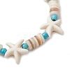 3Pcs Synthetic Turquoise & Natural Freshwater Shell Beads Stretch Bracelets for Women BJEW-JB12021-6