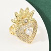 Brass Micro Pave Clear Cubic Zirconia Cuff Rings RJEW-P155-04A-G-3