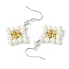 Rhombus Shell Pearl & Brass Dangle Earrings EJEW-JE05775-3