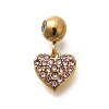 304 Stainless Steel Rhinestone Charms STAS-M109-12G-2