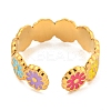 Daisy 304 Stainless Steel Enamel Open Cuff Ring for Women RJEW-Z041-02G-01-3