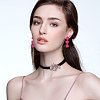 FIBLOOM 4 Pairs 4 Colors Alloy Flower Dangle Stud Earrings for Women EJEW-FI0002-99-7