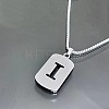 Rectangle with Laser Cut Letter 201 Stainless Steel Initial Pendant Necklaces WGA5E8C-09-1
