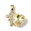 Real 18K Gold Plated Rack Plating Brass Micro Pave Clear Cubic Zirconia Pendants KK-C015-23G-01-1