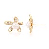 Flower Brass Micro Pave Cubic Zirconia Stud Earrings PEAR-N017-07H-3