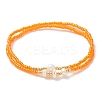 2Pcs 2 Style Glass Seed & Natural Pearl Beaded Stretch Bracelets Set for Women BJEW-JB09356-2