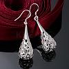 Silver Color Plated Brass Hollow teardrop EJEW-BB11970-4