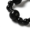 Dyed & Heated Natural Black Agate 3-Hole Guru Bead Strands G-K149-53-3