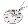 201 Stainless Steel Sun with Moon Phase Pendant Necklace with Cable Chains NJEW-Q317-04P-3