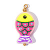 304 Stainless Steel with Glass Pendants GL-OY001-04G-03-1