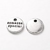 Tibetan Style Alloy Flat Round Carved Word Someone Special Charms TIBEP-A2817-AS-NR-1