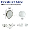 160Pcs 4 Styles Flat Round 304 Stainless Steel Stud Earring Settings with Transparent Glass Cabochons with 304 Stainless Steel Ear Nuts with Plastic Ear Nuts FIND-YW0005-37-2