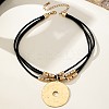 Alloy Disc with CCB Plastic Pendant Black Waxed Cord Multi-strand Necklaces FS-WG118E2-01-4