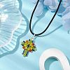 Transparent Electroplate Glass Pendant Necklaces NJEW-MZ00040-03-2