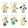 St. Patrick's Day Alloy Enamel & Faux Suede Tassel & Wood Keychains KEYC-YW00199-01-2