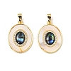 Brass Paua Shell Pendants KK-G538-38G-01-1