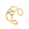 Clear Cubic Zirconia Initial Letter Open Cuff Ring RJEW-A012-01G-N-3