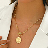 Elegant Brass Star Moon Pendant Paperclip Chain Mecklaces for women TP5799-1