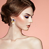 2 Pairs 2 Style Resin Flower Stud Earrings with Glass Beaded EJEW-AN0002-07-4