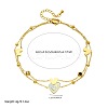 304 Stainless Steel Pave Clear and Black Cubic Zirconia & Natural White Shell Heart Pendant Double Layer Anklets for Women FS-WG8082B-01-4