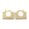 Rectangle Shape Brass Micro Pave Clear Cubic Zirconia Thick Hoop Earrings EJEW-Q785-04G-1