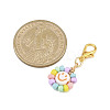 Glass Seed & Acrylic Smiling Face Pendant Decorations HJEW-JM04206-3