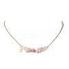 Natural Rhodochrosite & Pink Opal & Rose Quartz Chip and Round Beaded Pendant 304 Stainless Steel Cable Chain Necklaces for Women NJEW-JN05741-02-2